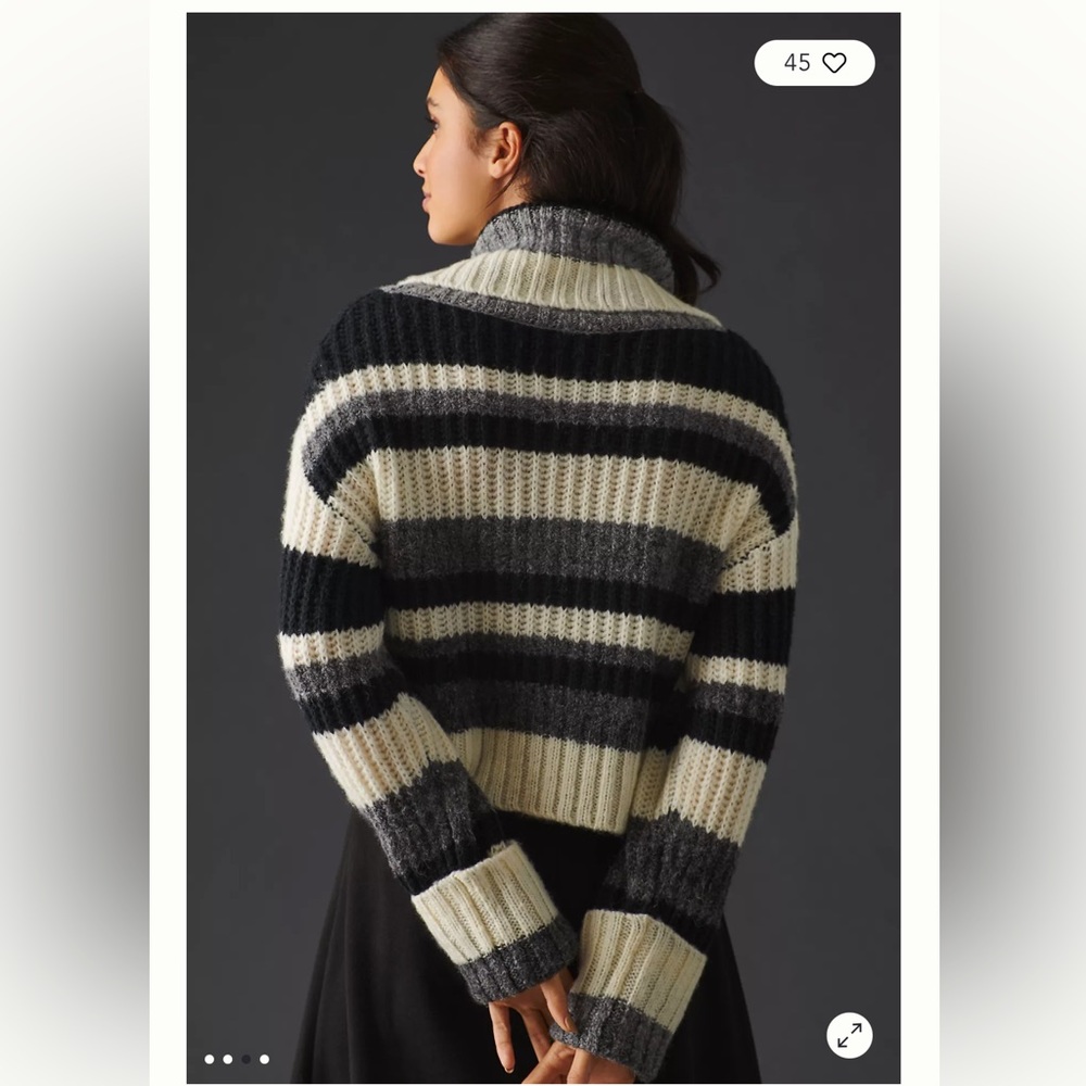 By Anthropologie Striped Turtleneck Sweater Sz Small NWOT - Picture 4 of 9